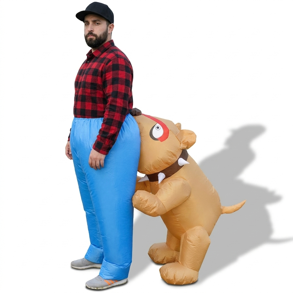 Inflatable dog bite costume - bulldog biting your butt