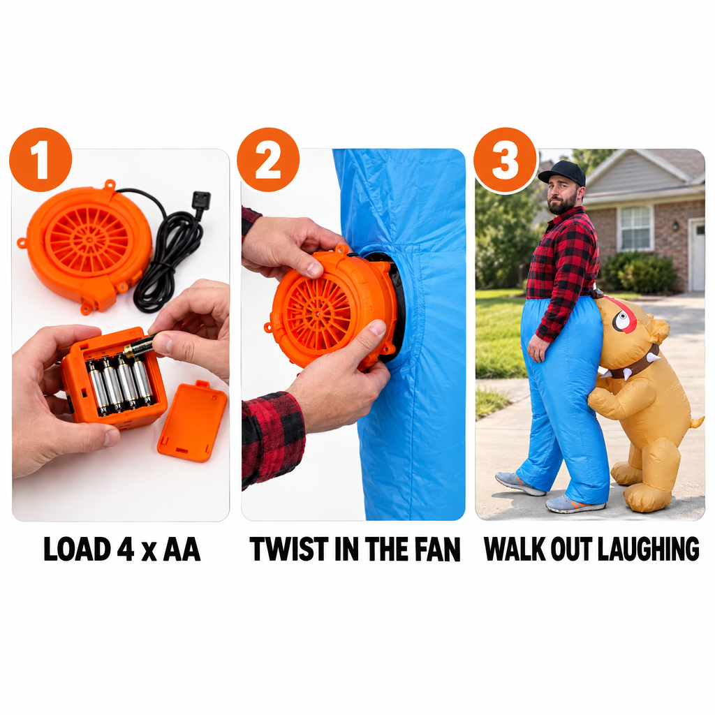 Load 4 AA, twist in the fan, walk out laughing